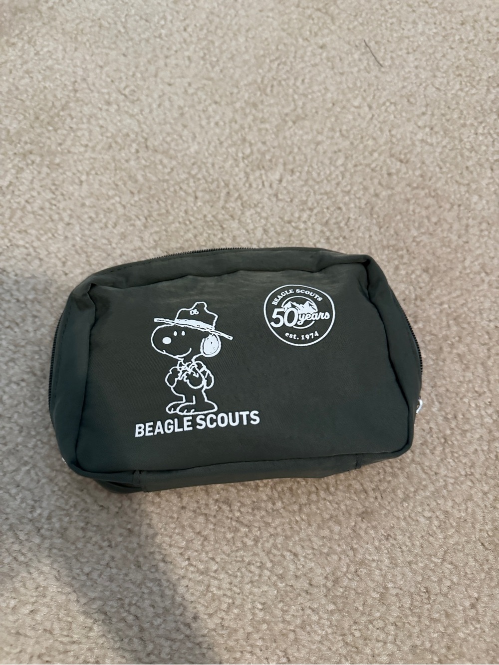 Peanuts Snoopy Beagle Scouts 50th Anniversary Travel Organizer Bag Green